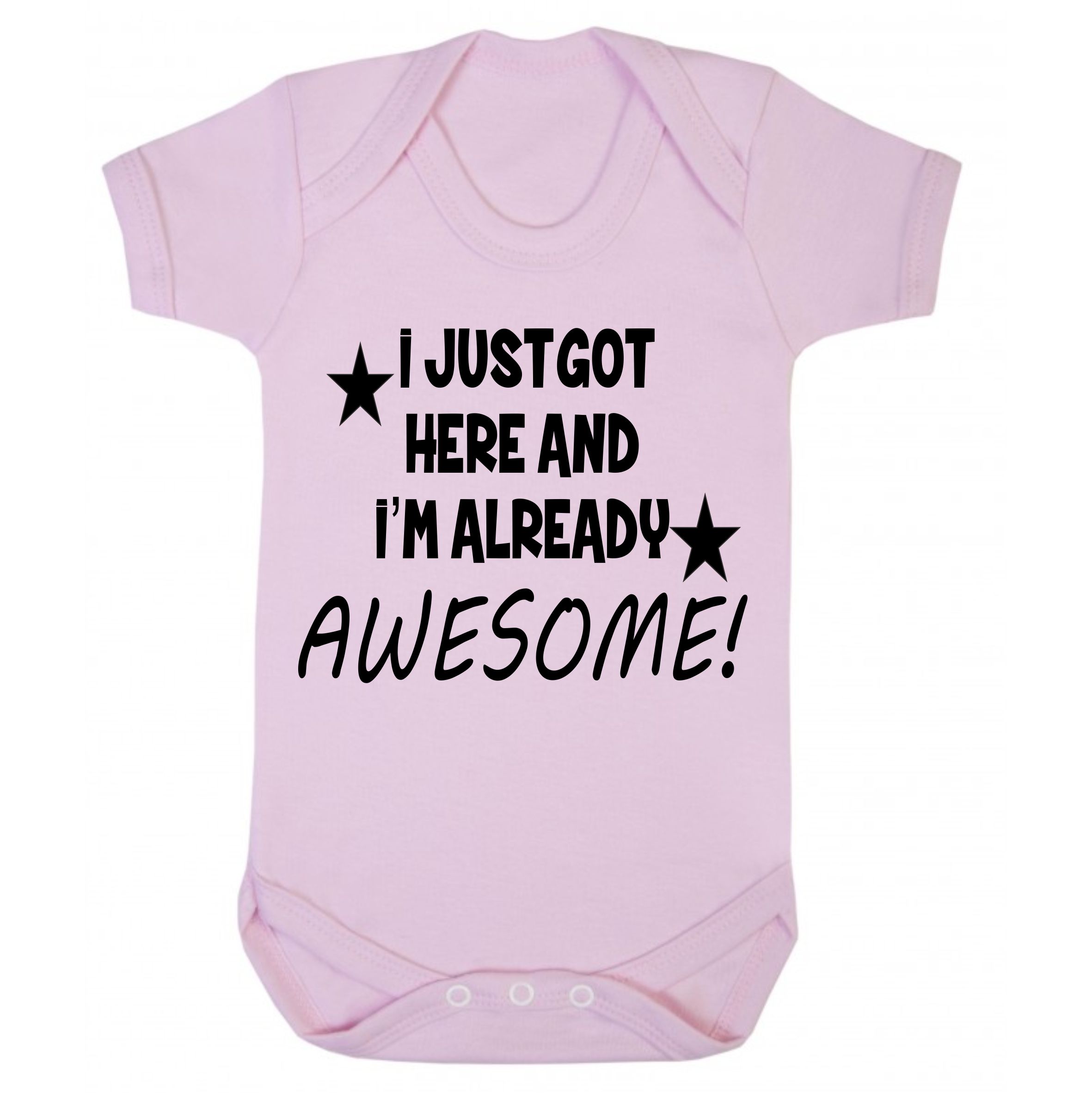 I just got here and i'm already awesome vest baby pink