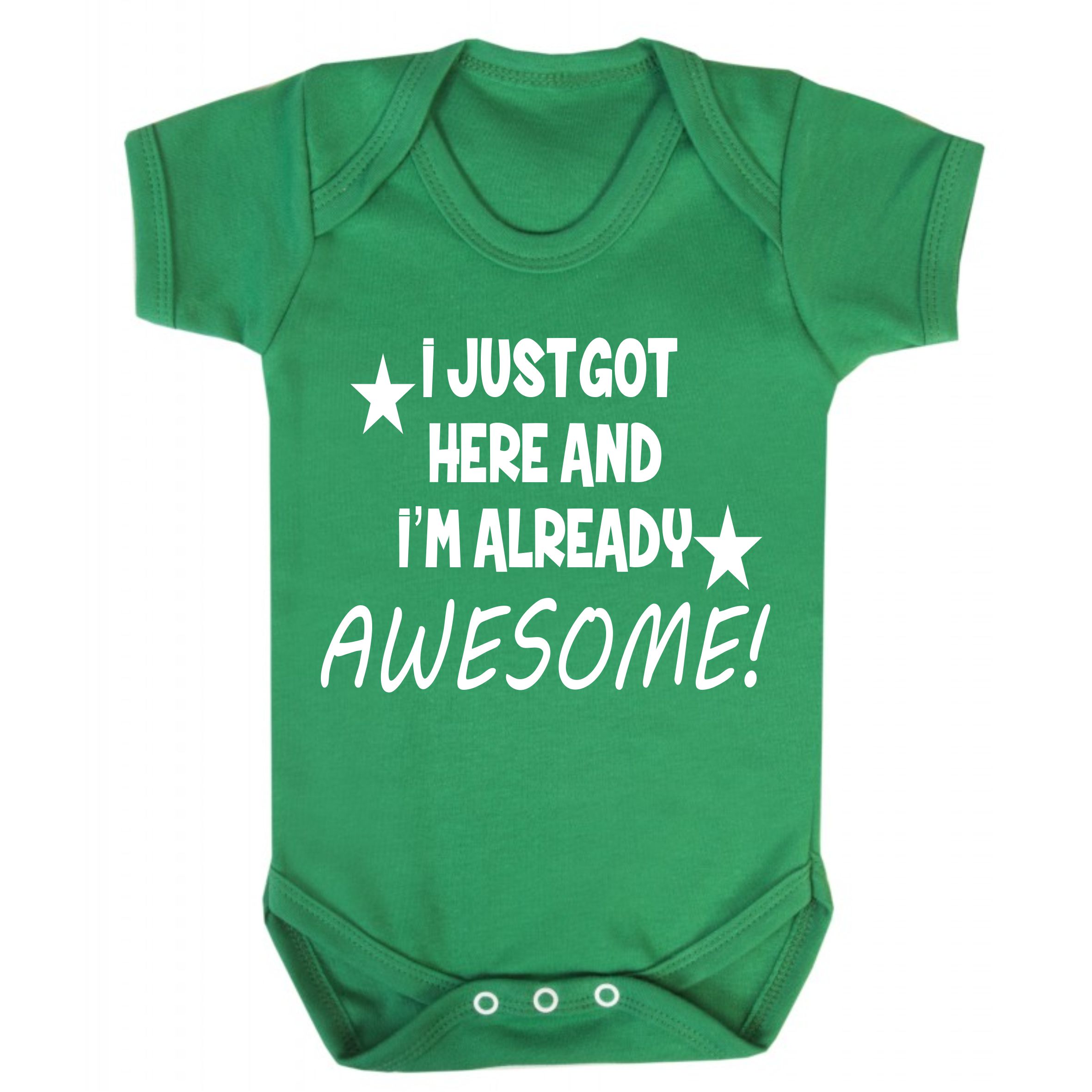 I just got here and i'm already awesome vest green