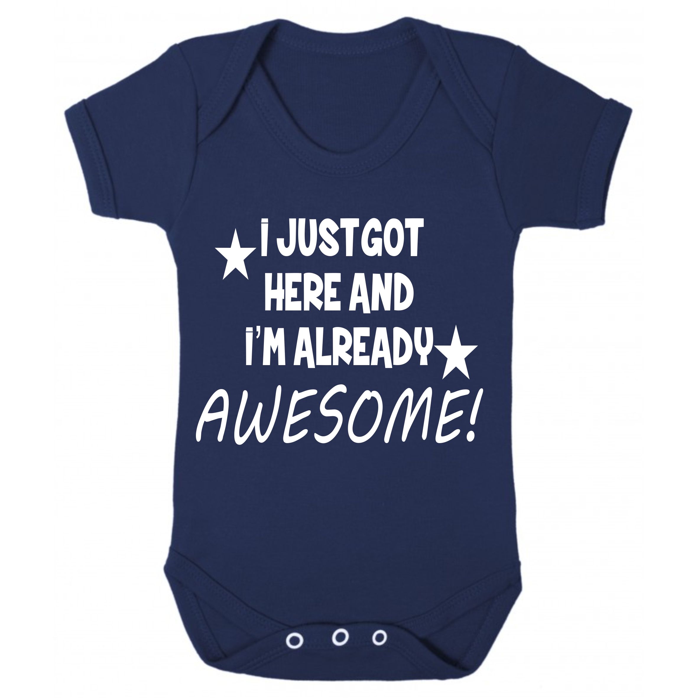 I just got here and i'm already awesome vest navy