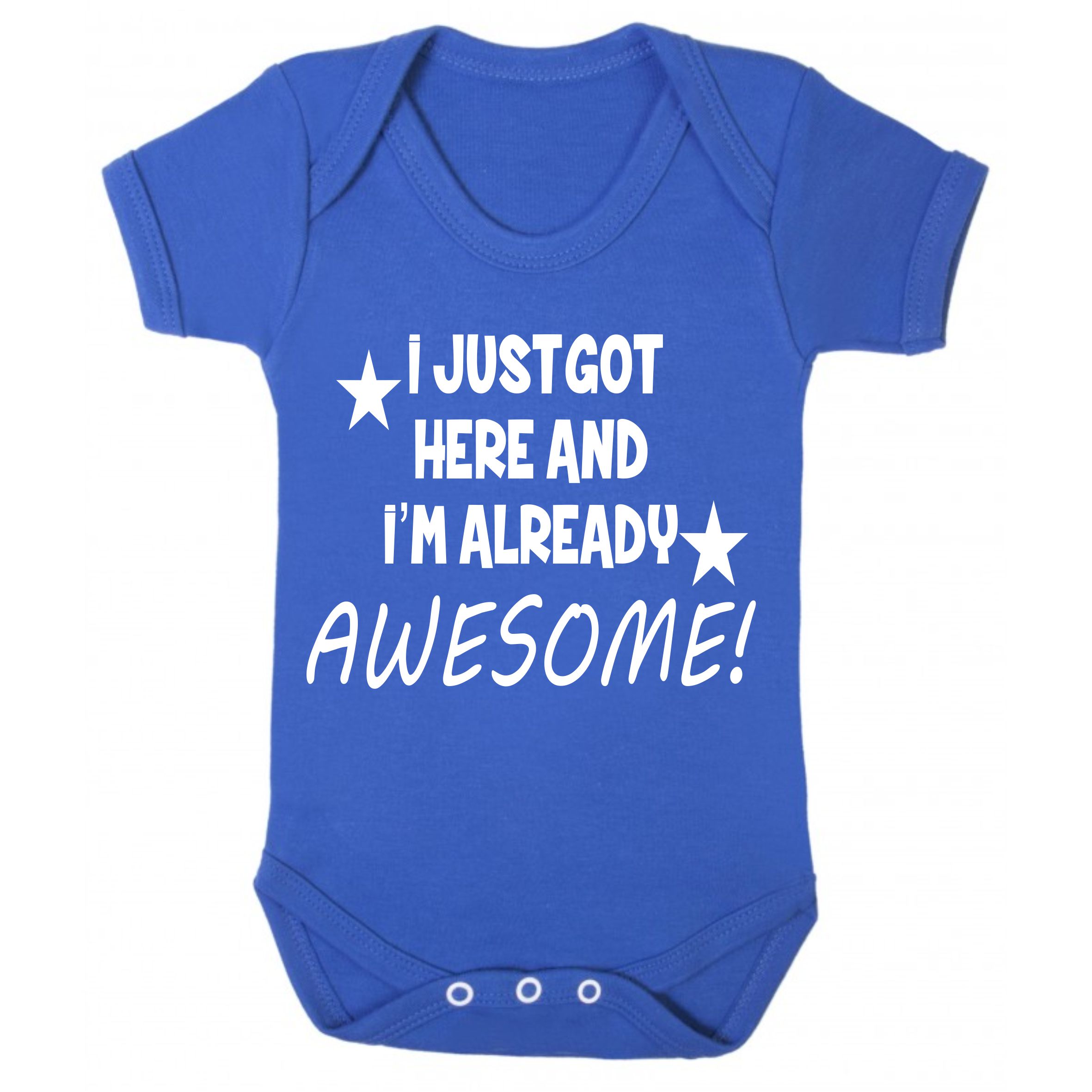 I just got here and i'm already awesome vest blue