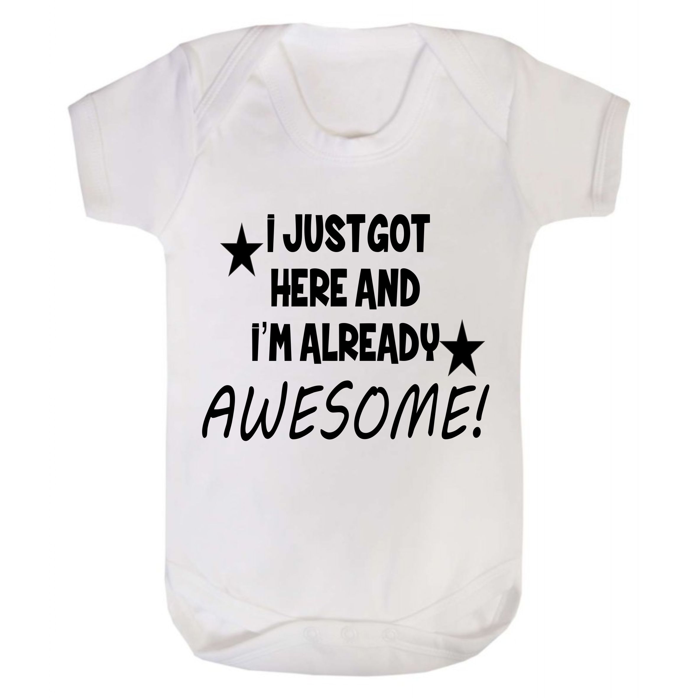 I just got here and i'm already awesome vest white