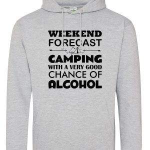 Weekend Forecast Camping Hoodie, Tent Hoody, Alcohol Glamping Hooded Sweat
