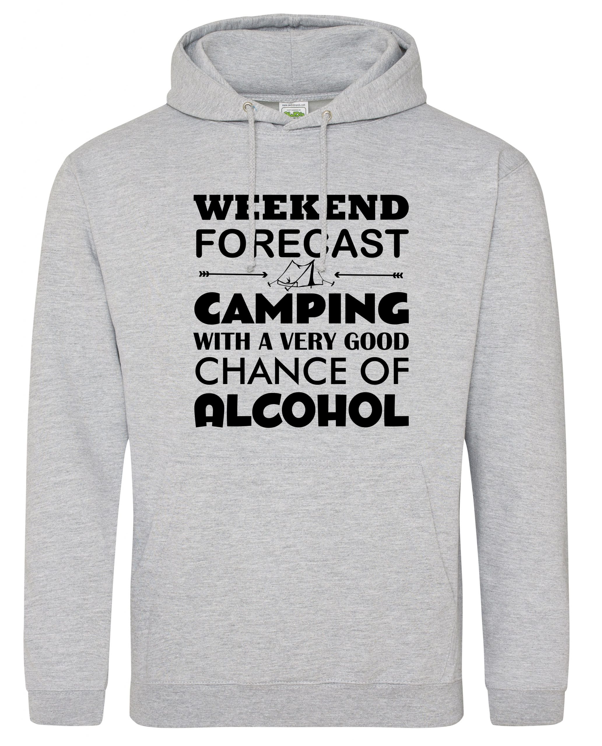 Weekend Forecast Camping Hoodie, Tent Hoody, Alcohol Glamping Hooded Sweat