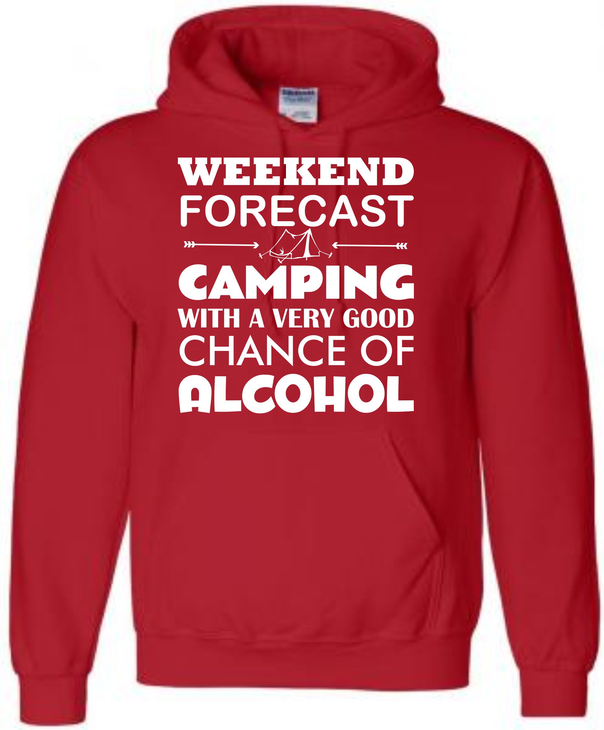 Weekend Forecast Camping Hoodie, Tent Hoody, Alcohol Glamping Hooded Sweat - Image 2