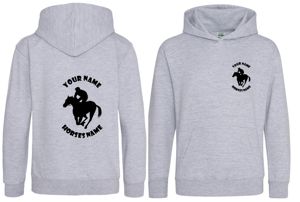 Horse Racing Hoodie, Kids Personalised Horseracing Hoodie, Equestrian Hoodie, Horseriding Hoody