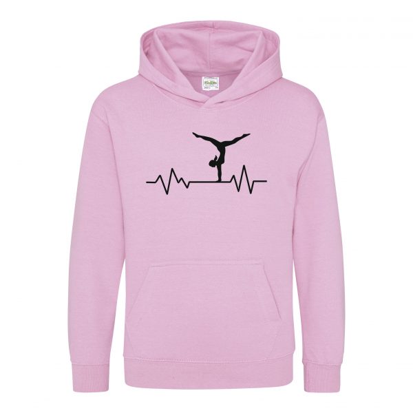 Kids Heartbeat Gymnast Hoodie, Gymnastic Hoody, Dancing Hooded Sweat Dancer