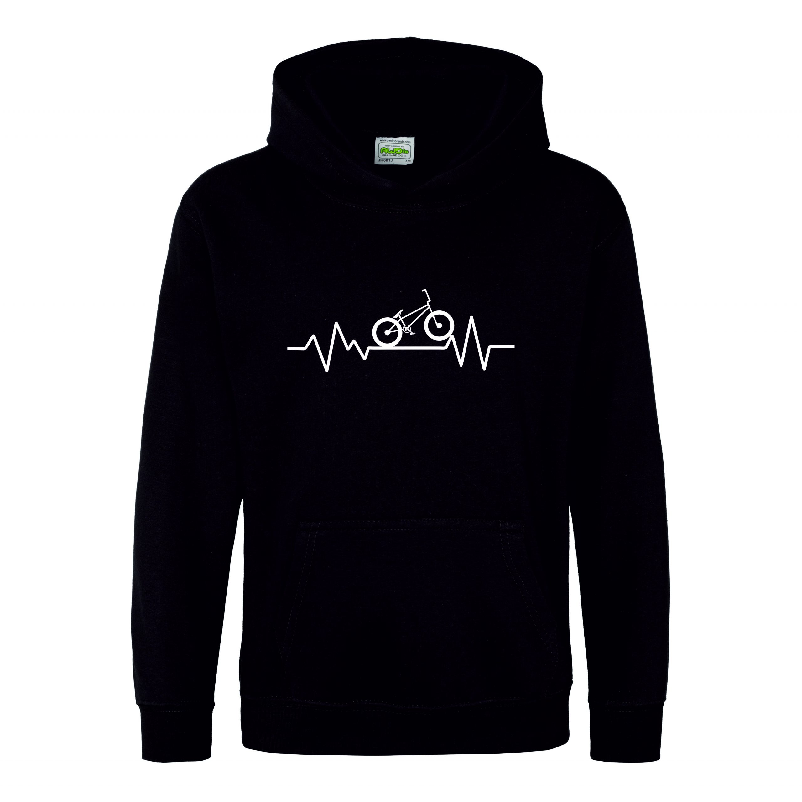 Kids Heartbeat BMX Hoodie, Bike Hoody, Bicycle Hooded Sweat, Biker, Biking