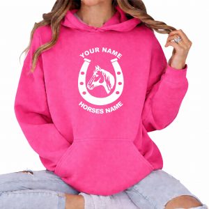 Kids Horseshoe Personalised Horseriding Hoodie, Equestrian Hoodie, Horse Riding Hoody