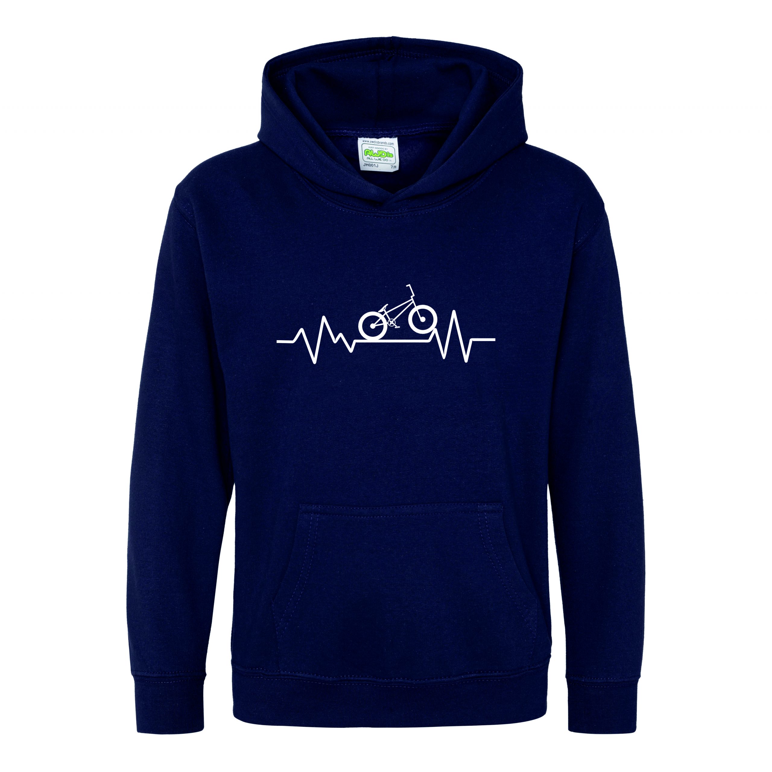 Kids Heartbeat BMX Hoodie, Bike Hoody, Bicycle Hooded Sweat, Biker, Biking - Image 5