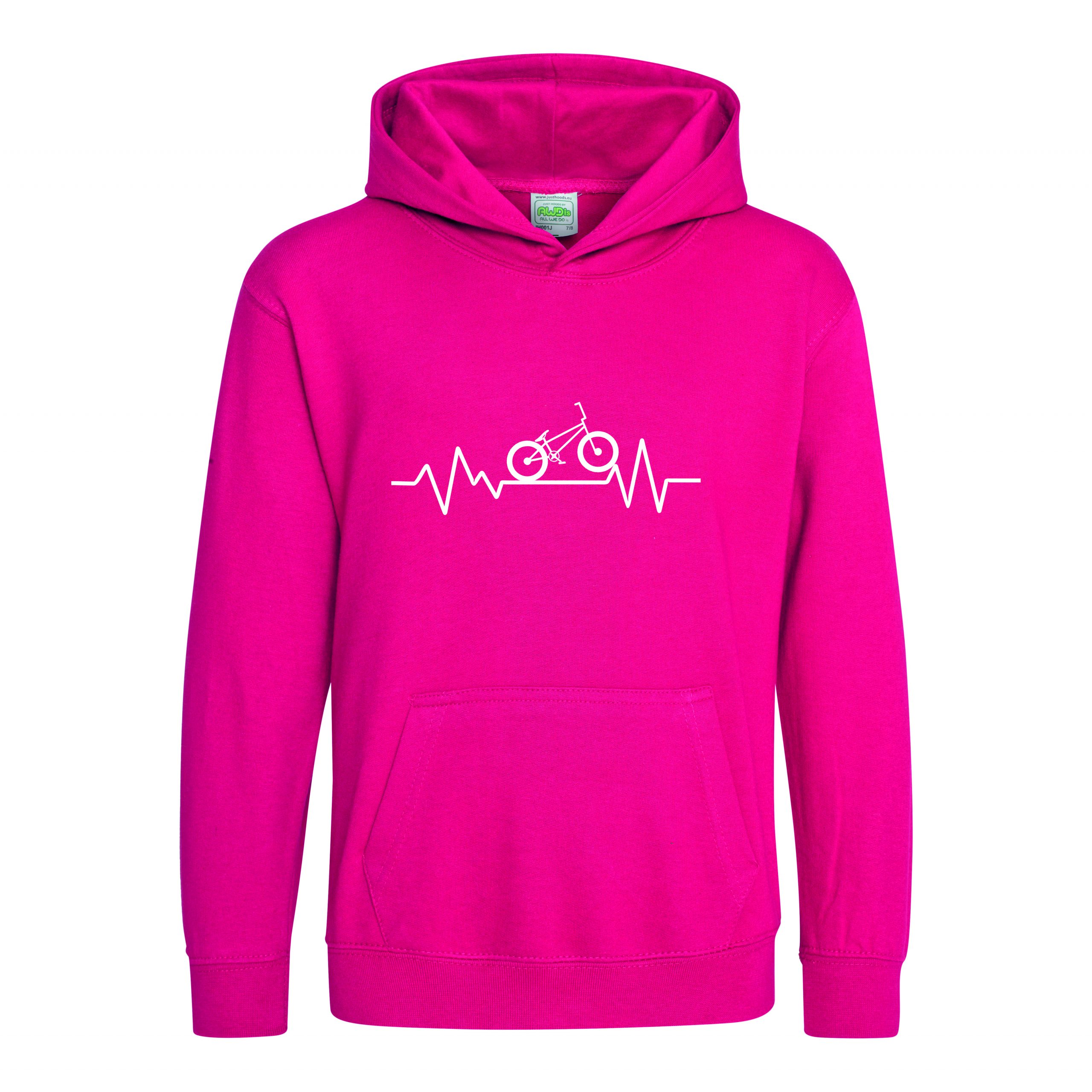 Kids Heartbeat BMX Hoodie, Bike Hoody, Bicycle Hooded Sweat, Biker, Biking - Image 3