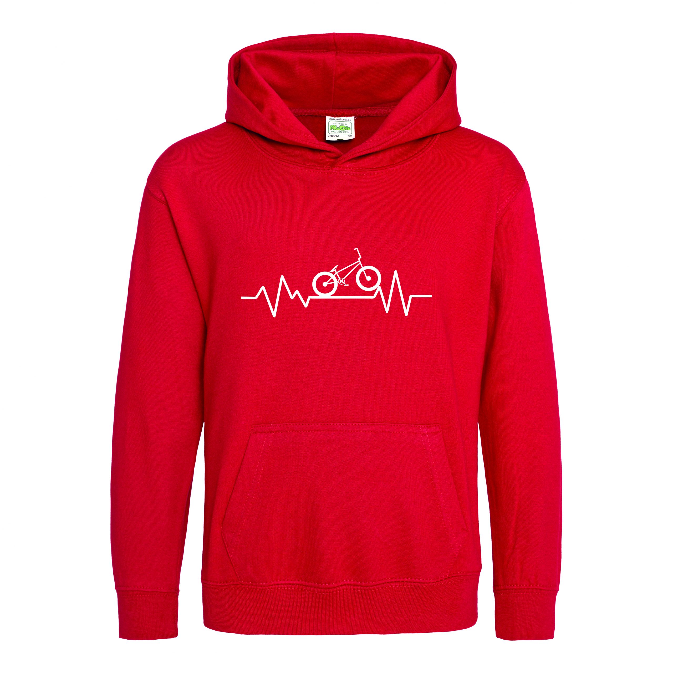 Kids Heartbeat BMX Hoodie, Bike Hoody, Bicycle Hooded Sweat, Biker, Biking - Image 2