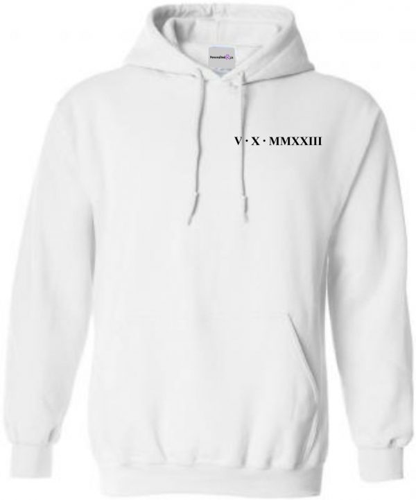 Wedding Hoodie Personalised Husband and Wife, Roman Numerals Just Married Hoody, Wedding Gift - Image 5