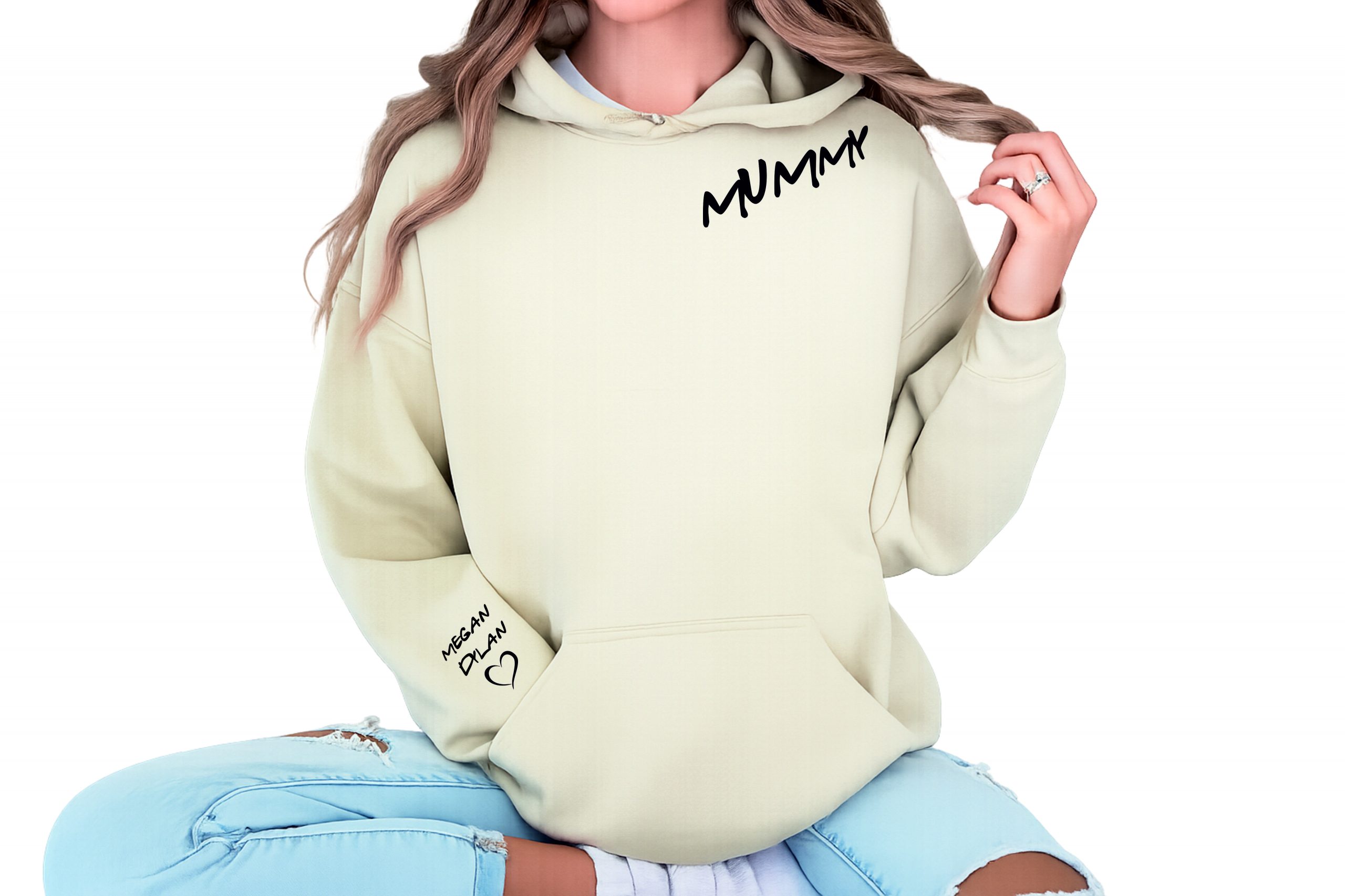 Mummy Hoodie Personalised, Custom Mummy hoodie with Names, Kids name on Sleeve, Mother's Day Gift - Image 2