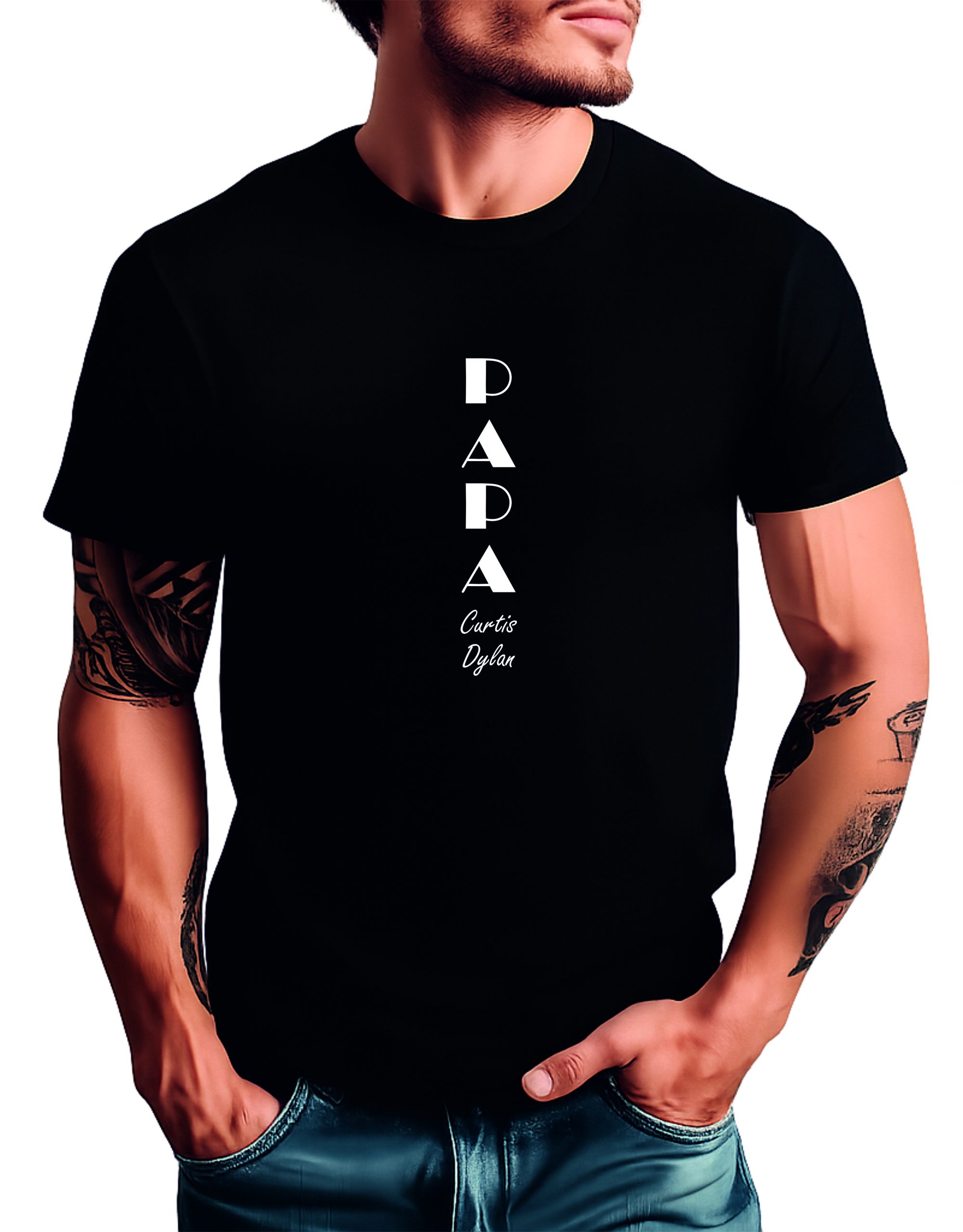 Papa Tshirt, Personalised Papa with Names T-shirt, Custom Dad T Shirt (DG6N) - Image 2