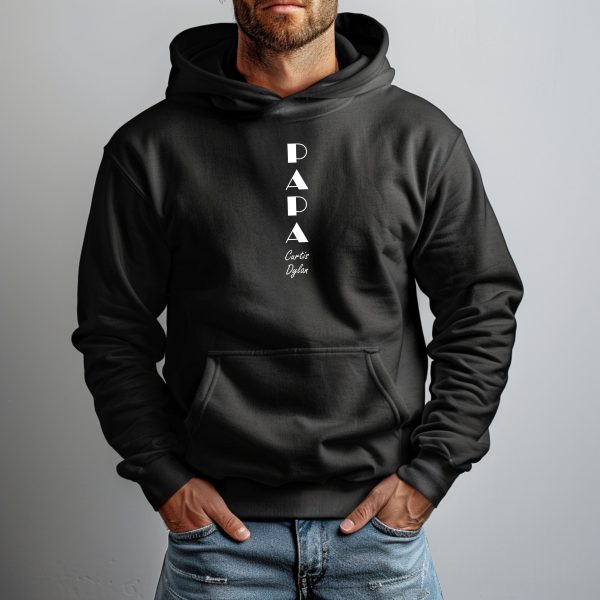 Papa Hoodie, Custom Papa hoodie with Names, Papa Kids names, Father's Day Gift (DG6N) - Image 4
