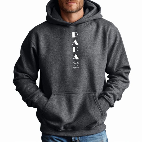 Papa Hoodie, Custom Papa hoodie with Names, Papa Kids names, Father's Day Gift (DG6N) - Image 2