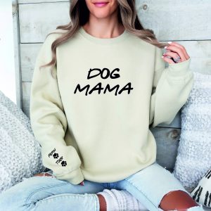 Dog Mama Jumper, Personalised Dog Mama Sweater Custom Made with Names on the Sleeve (MG4)