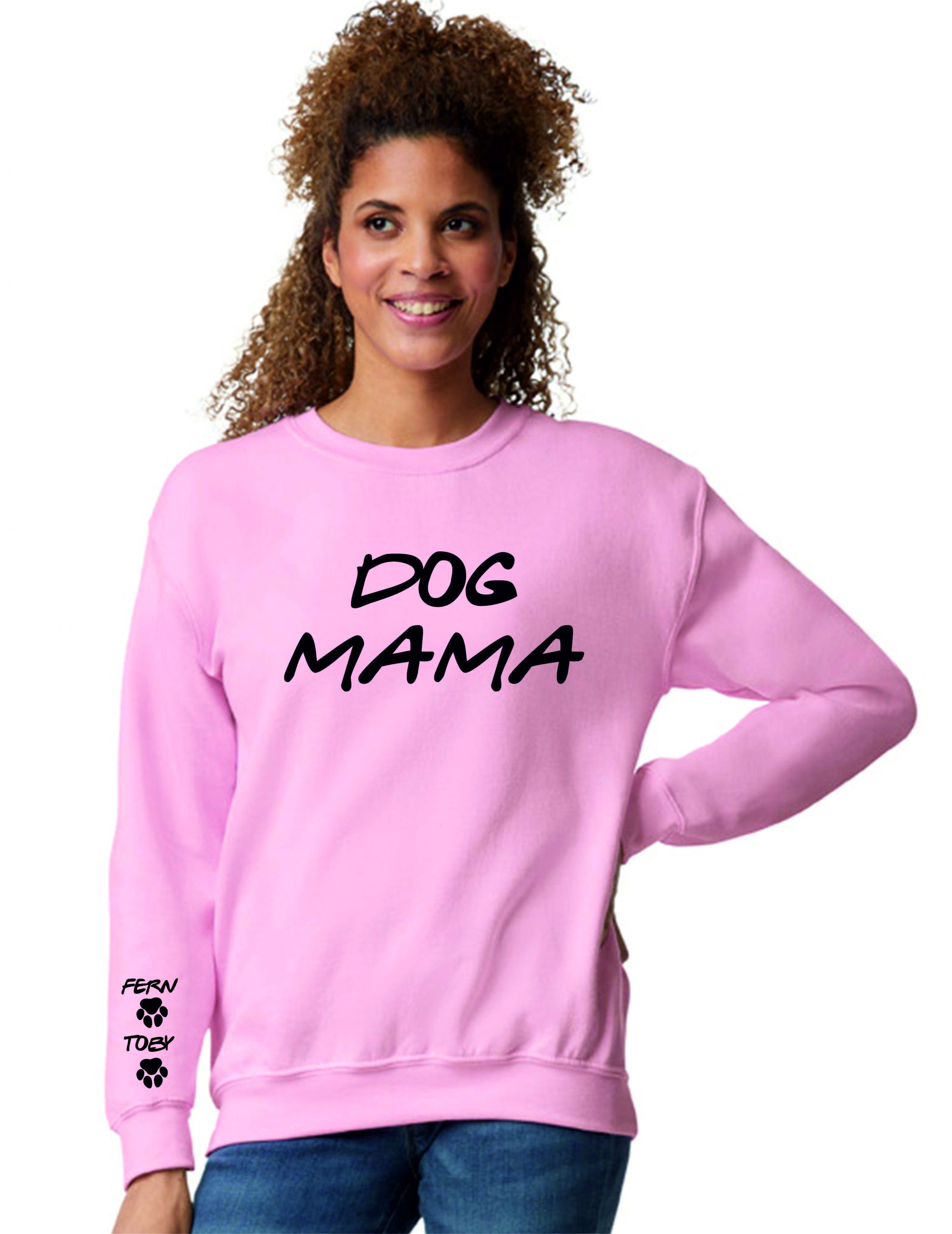 Dog Mama Jumper, Personalised Dog Mama Sweater Custom Made with Names on the Sleeve (MG4) - Image 3