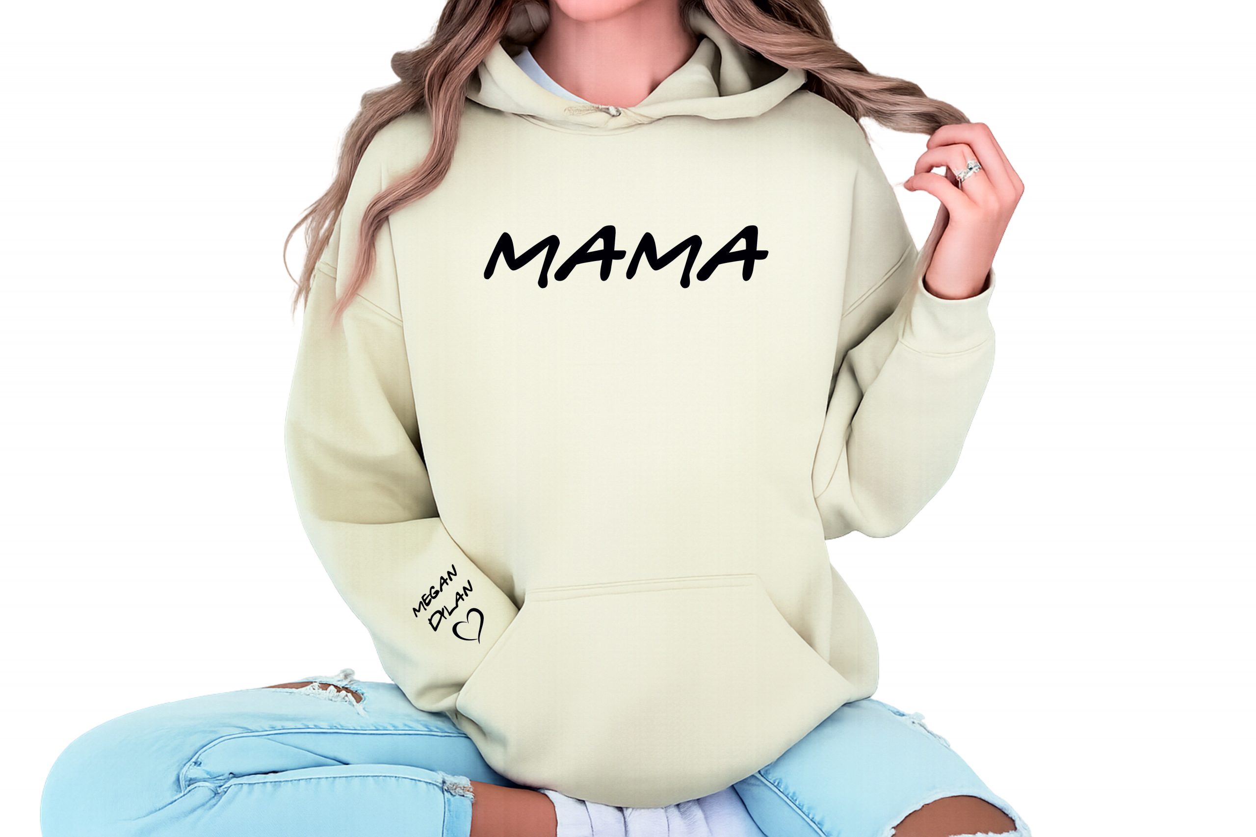 Mama Hoodie, Mama Friends Custom Hoody with Names, Personalised Mama Name on Sleeve, Mother's Day Gift - Image 2