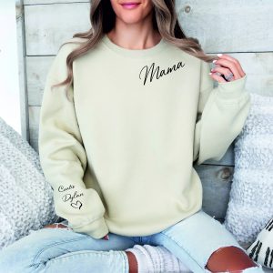Mama Sweater Personalised, Mama Custom Sweatshirt with Names, Kids Name on Sleeve, Mother's Day Gift