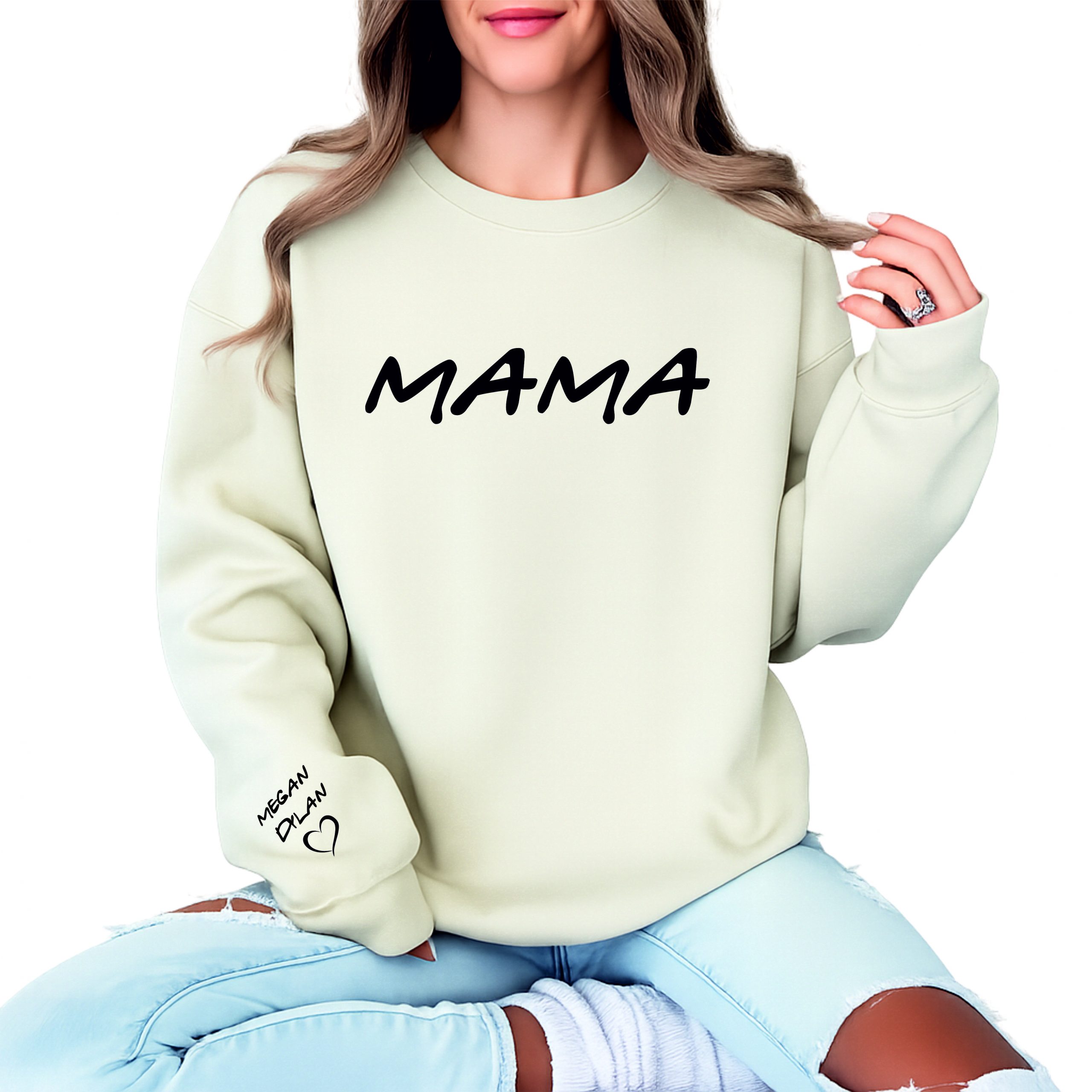Mama Sweater, Mama Friends Custom Sweatshirt Personalised with Names, Mama Name on Sleeve, Mother's Day Gift - Image 2