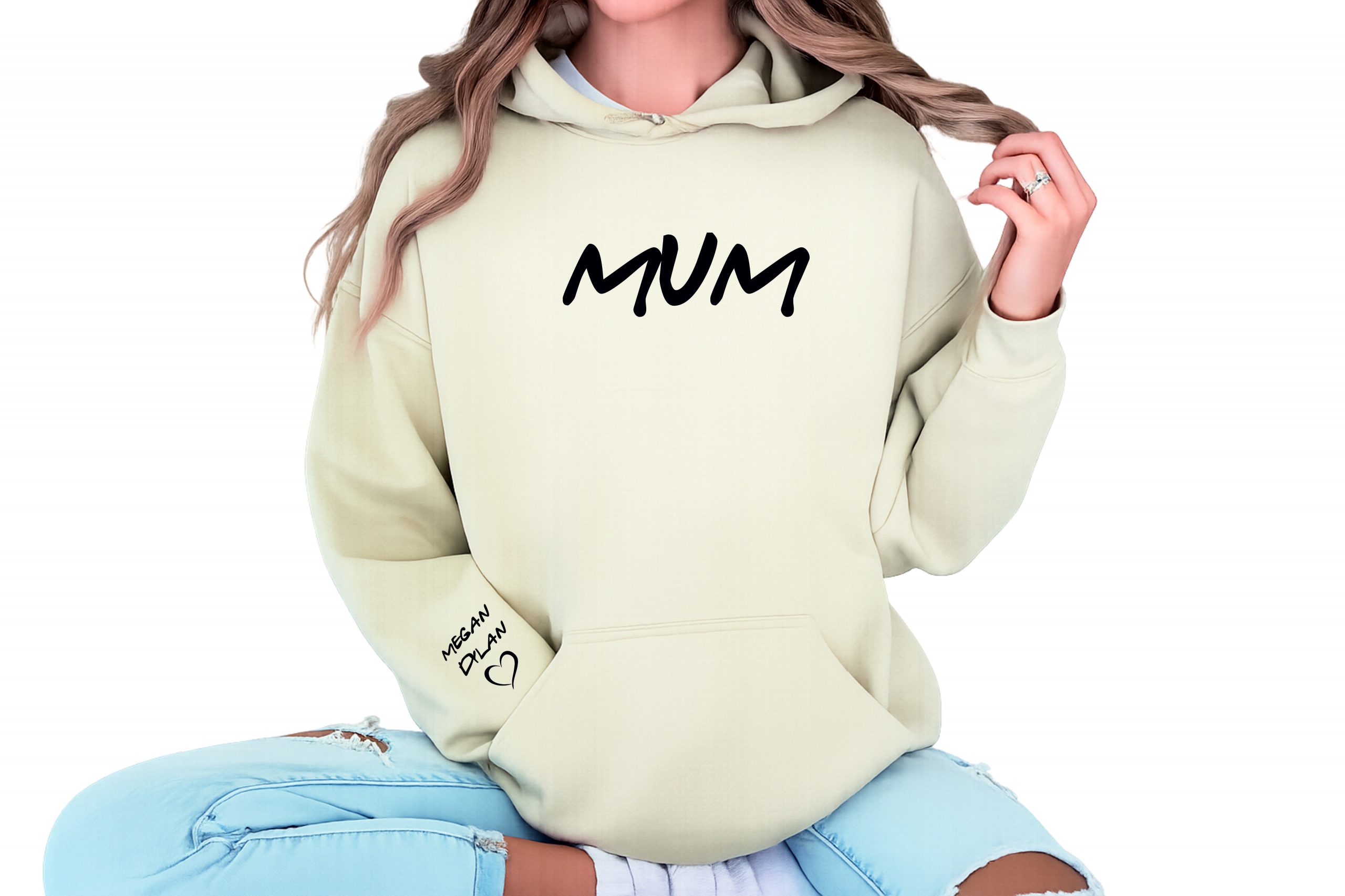 Mum Hoodie, Mum Friends Custom Hoody with Names, Personalised Mum Name on Sleeve, Mother's Day Gift - Image 2