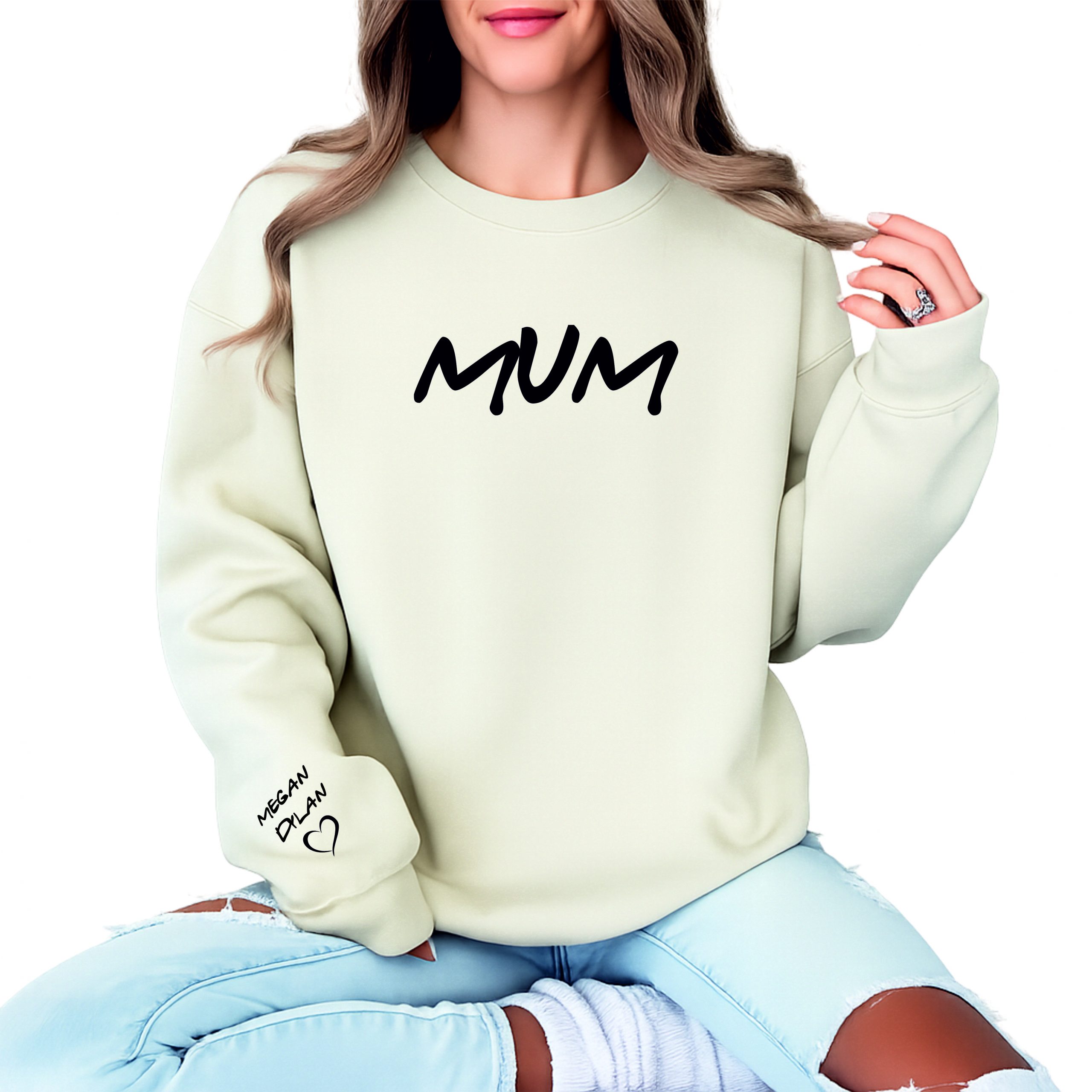 Mum Sweater, Mum Friends Custom Sweatshirt Personalised with Names, Mum Name on Sleeve, Mother's Day Gift - Image 2