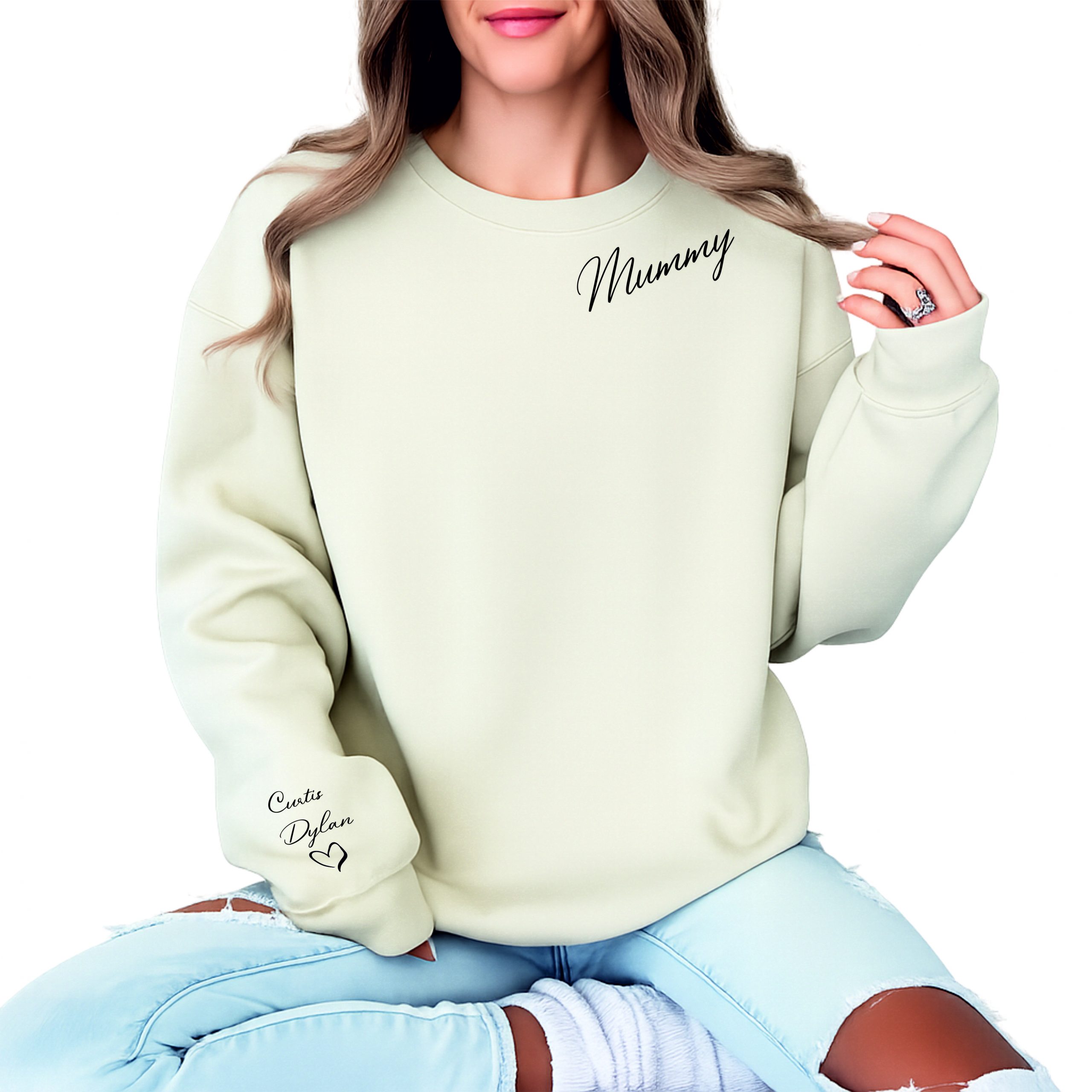 Mummy Sweater Personalised, Mummy Custom Sweatshirt with Names, Kids Name on Sleeve, Mother's Day Gift (MG5) - Image 2