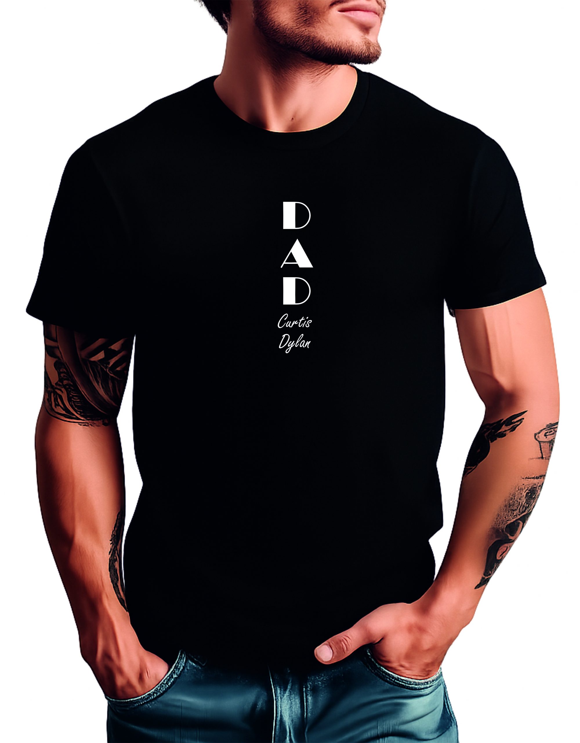 Dad Tshirt, Personalised Dad with Names T-shirt, Custom Papa T Shirt (DG6N)